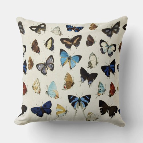 BLACK WHITE BLUE BUTTERFLIES Beauty Nature Lover Throw Pillow