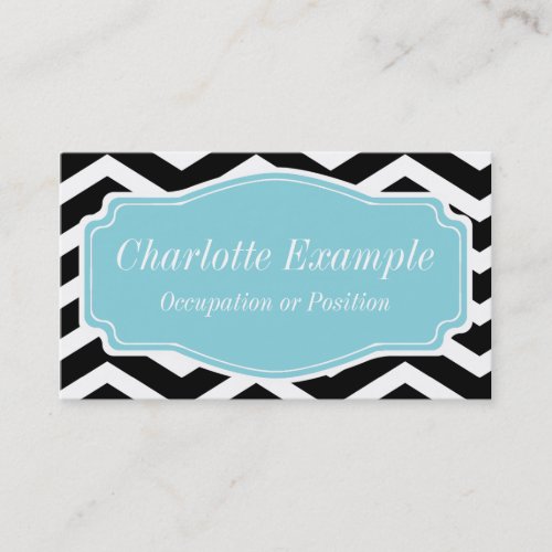 Black White Blue Chevron Personal Business Card