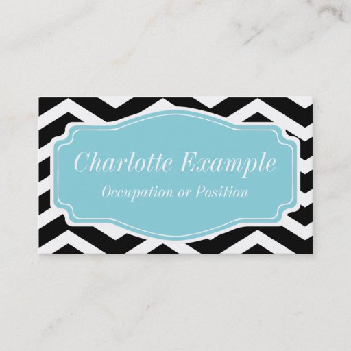 Customizable Black White Blue Chevron Personal Business Card