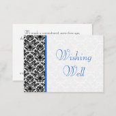 Black, White, Blue Damask Wedding Wishing Well Enclosure Card (Front/Back)