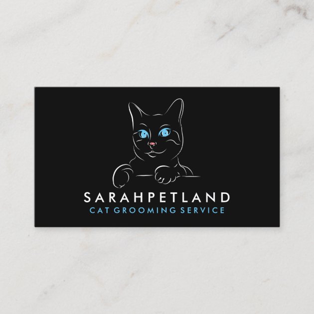 Black White Blue Eye Cat Business Card