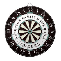 Black White & Blue | Family Game Room Monogram Dart Board