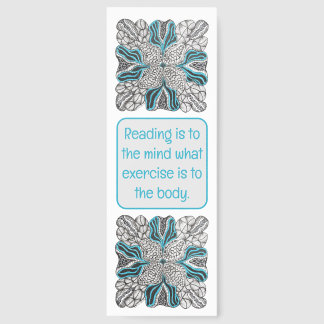 Black, White, Blue Hand Drawn Doodle Quote Bookmarks