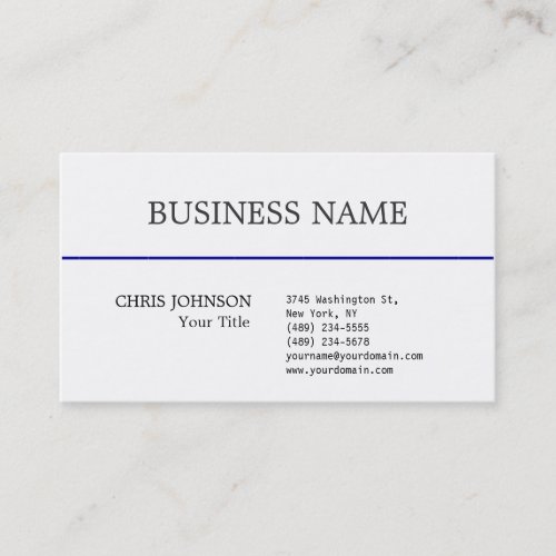 Black  White Blue Line Manager Business Card