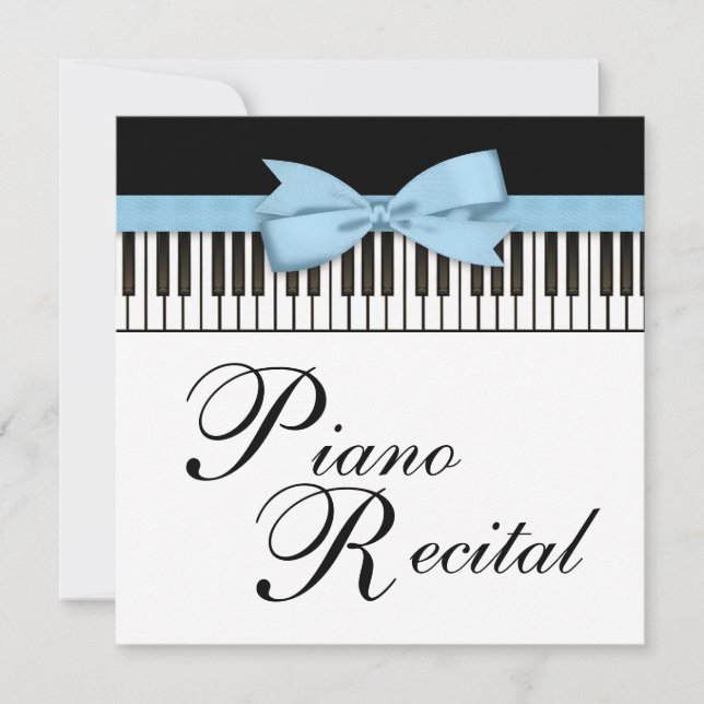 Black White Blue Piano Keys Recital Invitation (Front)