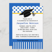 Black white blue polka dot Graduation Party Invitation (Front/Back)