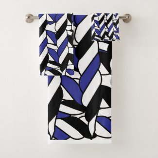Black White Blue Rope Stripes Pattern