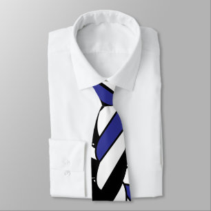 Black White Blue Rope Stripes Pattern Neck Tie