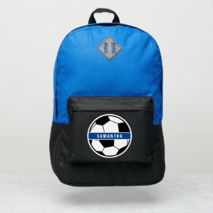 Black White & Blue Soccer Football Sports Monogram Port Authority® Backpack