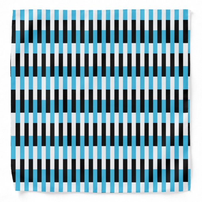 Black White Blue Stripes Bandana (Front)