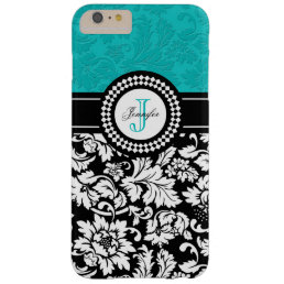 Black White &amp; Blue Vintage Floral Damasks Barely There iPhone 6 Plus Case