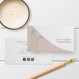 Black White &amp; Blush Abstract Line Art Illustration Business Card