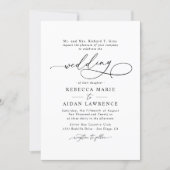 Black White Blush Elegant Script Modern Wedding Invitation (Front)