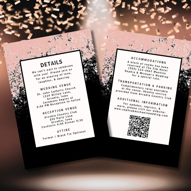 Black White Blush Wedding Detail Template QR Code (Creator Uploaded)