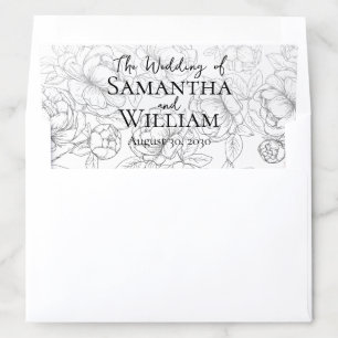 Black White Boho Elegant Romantic Floral Wedding Envelope Liner