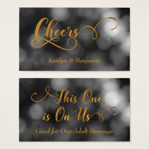 Black  White Bokeh Gold Typography Drink Tickets