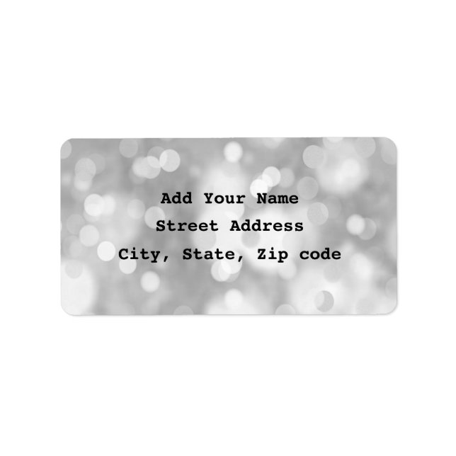 Black White Bokeh Silver Elegant Simple Glitter Label (Front)