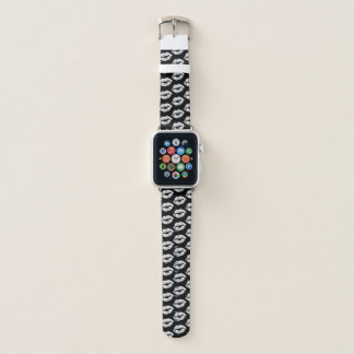 Black White Bold Girly Lips Makeup Artist Pattern Apple Watch Band