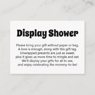 Black & White Bold No Wrap Display Baby Shower Enclosure Card