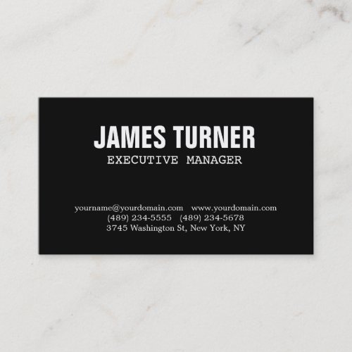 Black White Bold Text Modern Style Professional Business Card