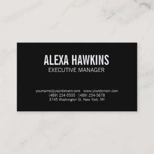Black White Bold Text Stylish Modern Professional Business Card