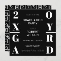 Black White Bold Typography Graduation Party Invit Invitation