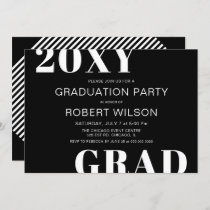 Black White Bold Typography Graduation Party Invitation