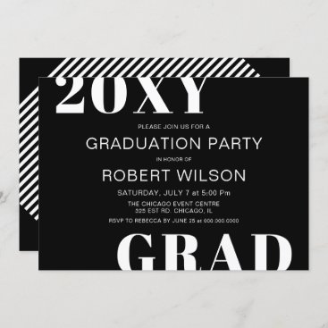 Black White Bold Typography Graduation Party Invitation