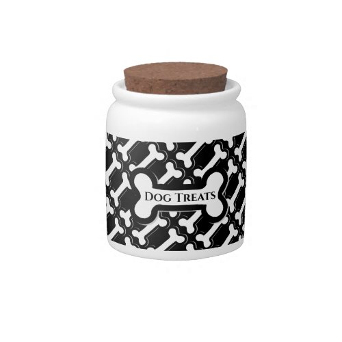 Black  White Bones Pattern Dog Treats Jar