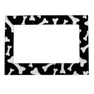 Black White Bones Skeleton Dog Owner Puppy Lover Magnetic Frame