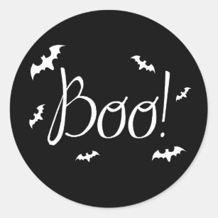 Black & White Boo! Halloween Sticker