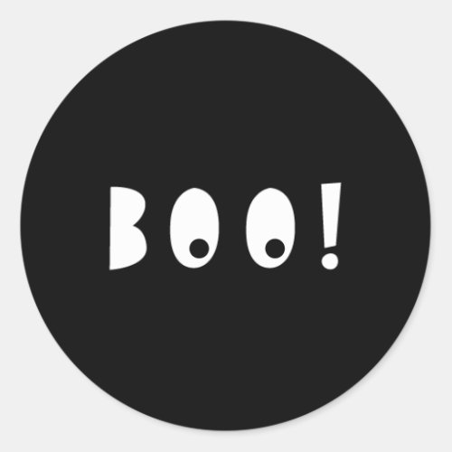 Black  White Boo Spooky Eyes Halloween Classic Round Sticker