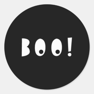 Black & White Boo Spooky Eyes Halloween Classic Round Sticker