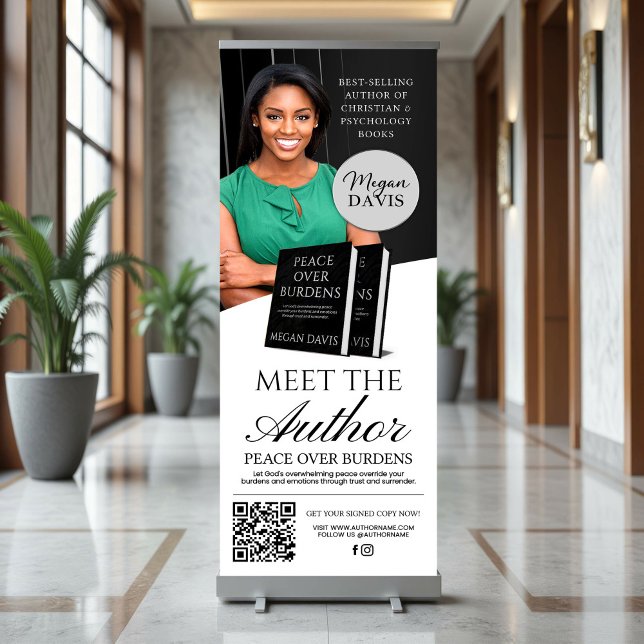 Black & White Book Launch Meet The Author Event  Retractable Banner (Creator Uploaded)