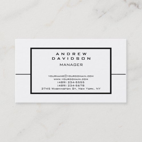 Black White Border Pattern Plain Business Card