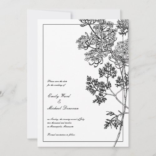 Black White Botanical Illustration Save the Date