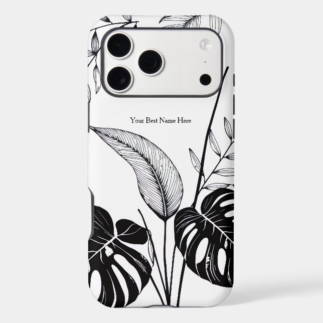 Black & white botanical line art prints iPhone case (Back)