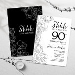 Black White Botanical Surprise 90th Birthday Invitation<br><div class="desc">Black White Botanical Surprise 90th Birthday Invitation. Minimalist modern feminine design features botanical accents and typography script font. Simple floral invite card perfect for a stylish female surprise bday celebration.</div>