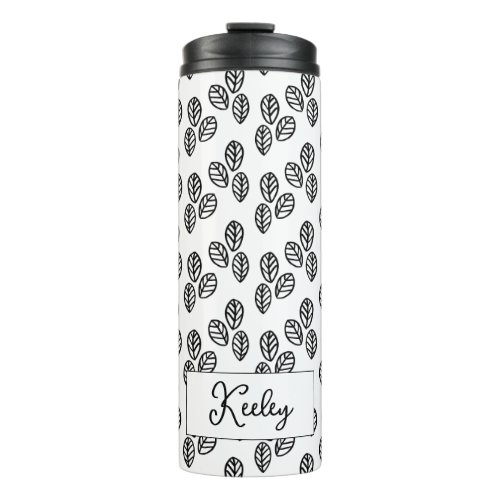 Black White Botanical Thermal Tumbler