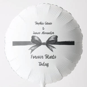 Black & White Bow Elegant Wedding Monochrome Balloon