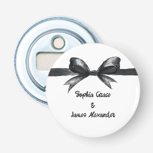 Black & White Bow Elegant Wedding Monochrome Bottle Opener