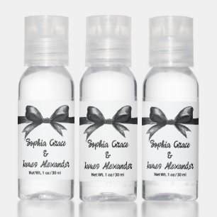 Black & White Bow Elegant Wedding Monochrome Hand Sanitizer