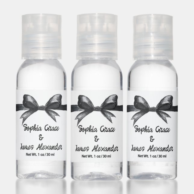 Black & White Bow | Elegant Wedding | Monochrome Hand Sanitizer (Set)