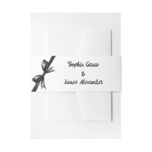 Black & White Bow   Elegant Wedding   Monochrome Invitation Belly Band