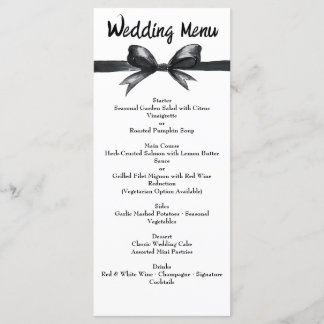 Black & White Bow | Elegant Wedding | Monochrome Menu
