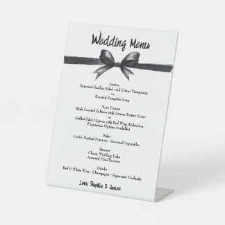 Black & White Bow | Elegant Wedding | Monochrome Pedestal Sign