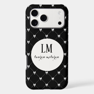 Black & White Bow Monogram iPhone 17 Pro Max Case