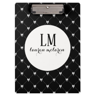 Black & White Bow Monogram Clipboard
