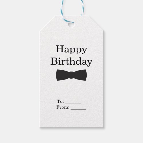 Black  White Bow Tie Tuxedo 1st Birthday Party Gift Tags
