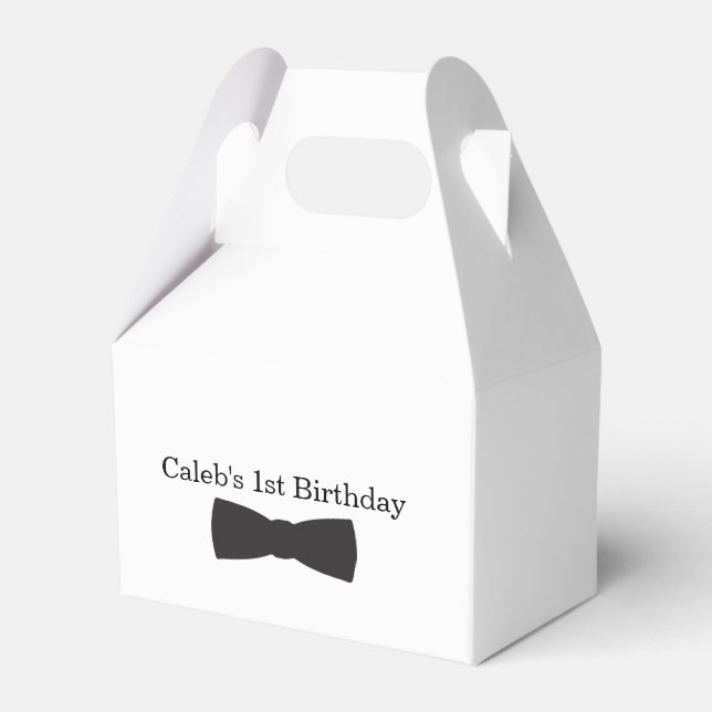 Black & White Bow Tie Tuxedo Boys Party Favor Boxes (Front Side)